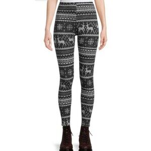 NoBo Junior Woman's Ankle Leggings - Black with Winter Print - Size: 2XL (19)